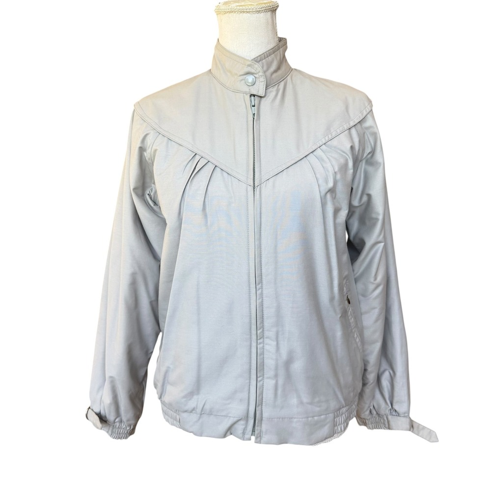 Vintage Womens Gray Plaid Lined Bomber Jacket Western Yoke Size 9